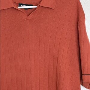 Express Men’s V-Neck Sweater in Rust